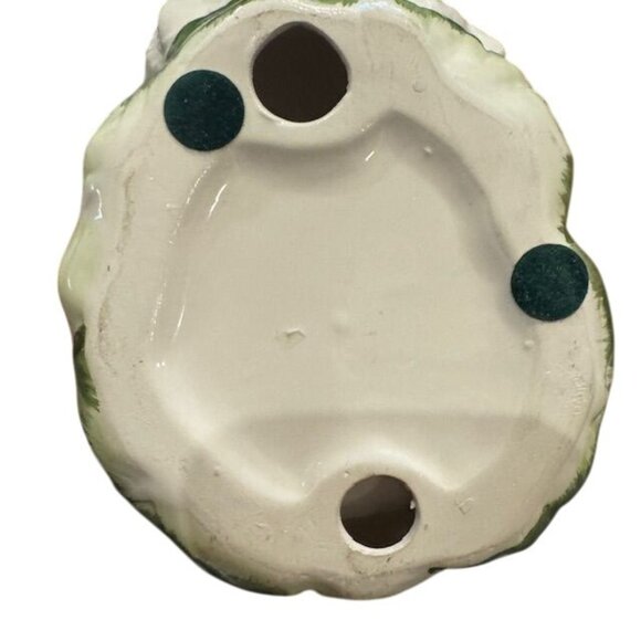 Vintage Ceramic Rabbit & Cabbage Bowl Hand-Painted Decorative Dish Green & White - Picture 5 of 7
